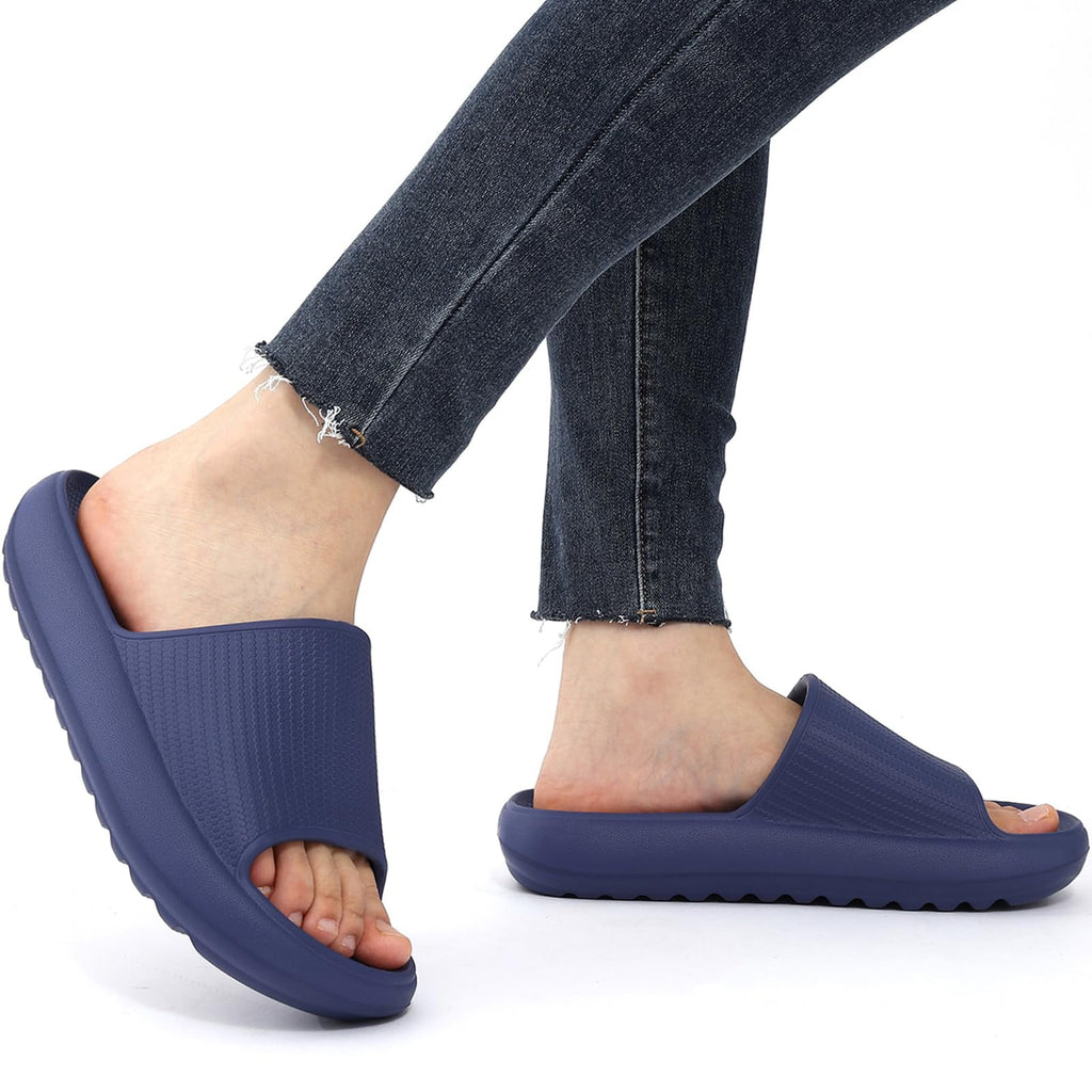 Litfun Cloud Slide Sandals for Women Men Summer Shower Shoes Soft Pillow Slippers Arch Support Beach Slides, Black