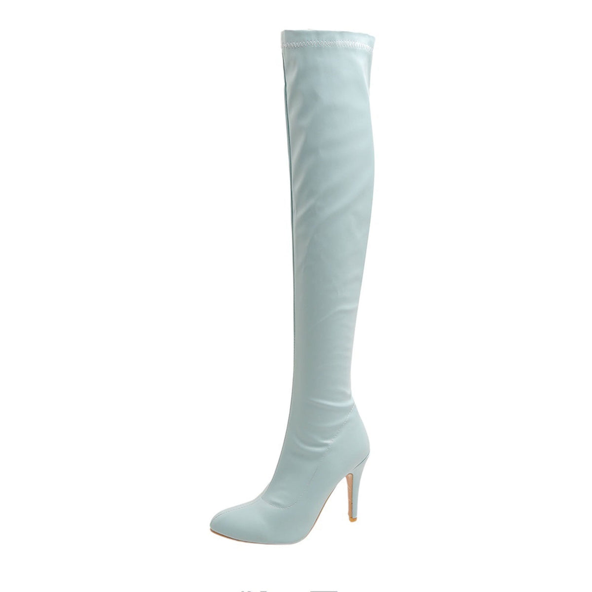 hopeusnice Women's Over The Knee Boots Pointed Toe High Heel Stilettos Boots Thigh High Boots Elegant Party Dress Boots Chunky Heel Fall Winter Shoes Blue 35