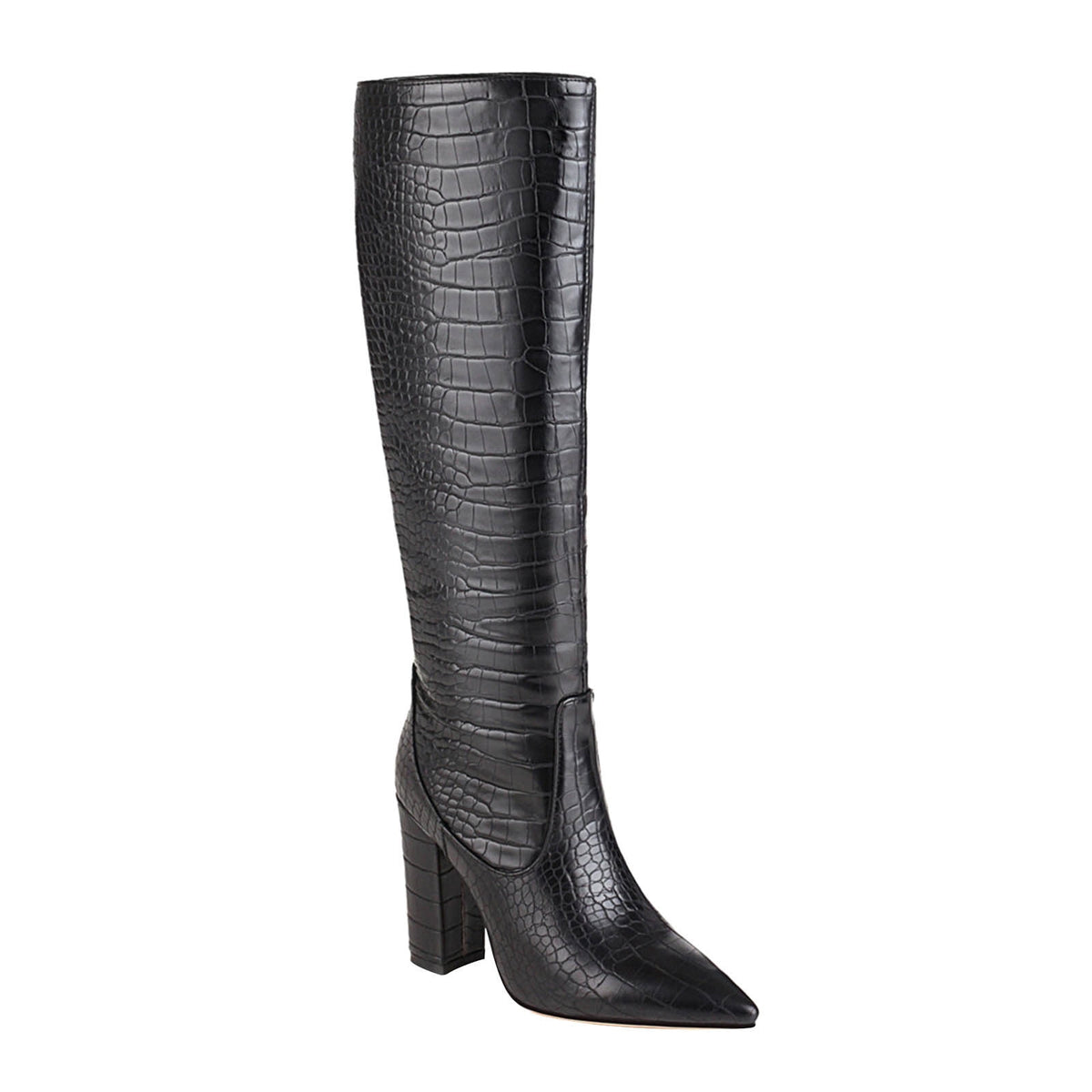 hopeusnice Women's Knee High Boots Pointed Toe Block Heel Over The Knee Boots Faux Leather Chunky Heel Dress Boots Elegant Fall Winter Shoes Yellow 45