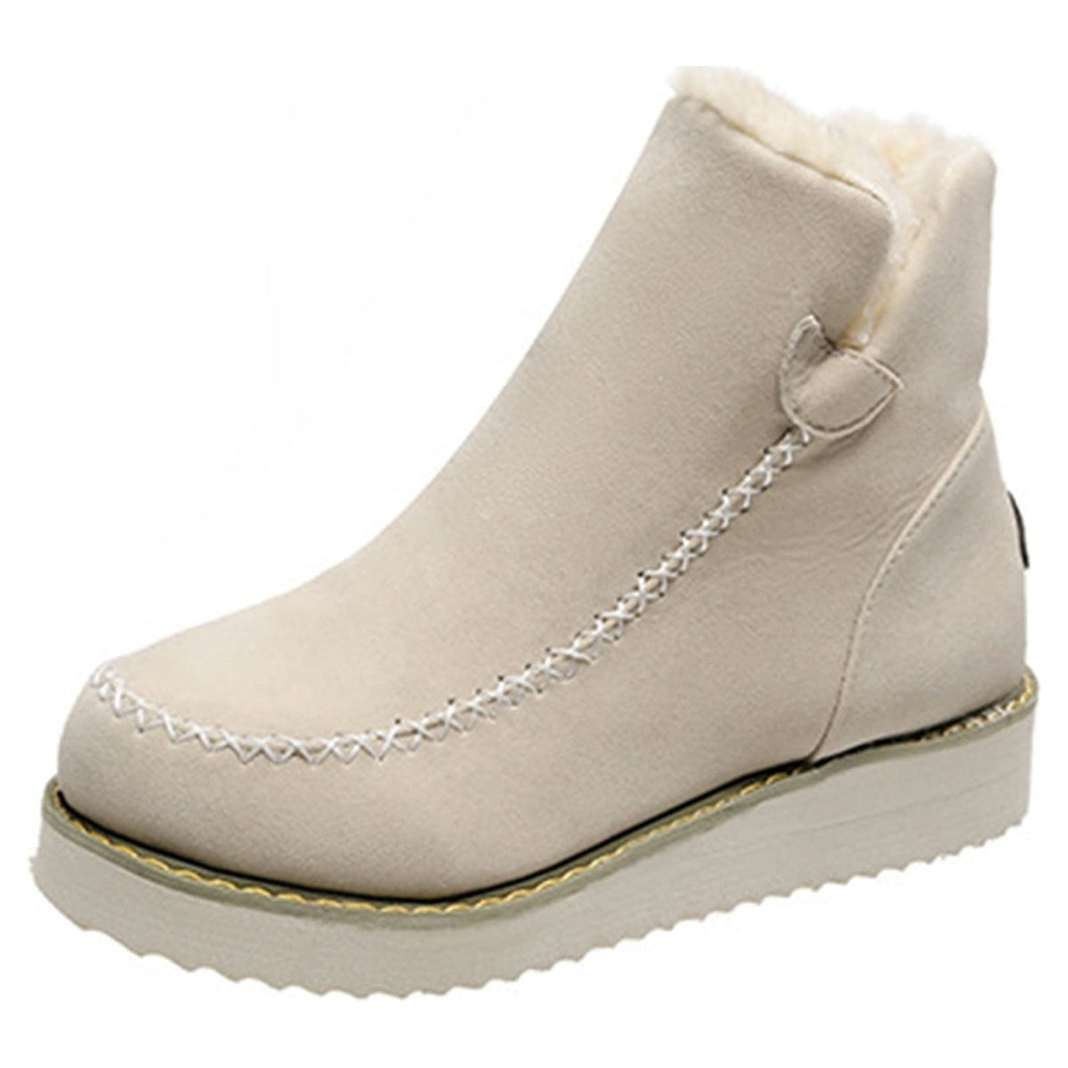 hopeusnice Women's Winter Boots Fuzzy Fleece Lined Ankle Booties Warm Plush Snow Boots Suede Chunky Heel Comfortable Warm Mid Calf Boots Brown 42