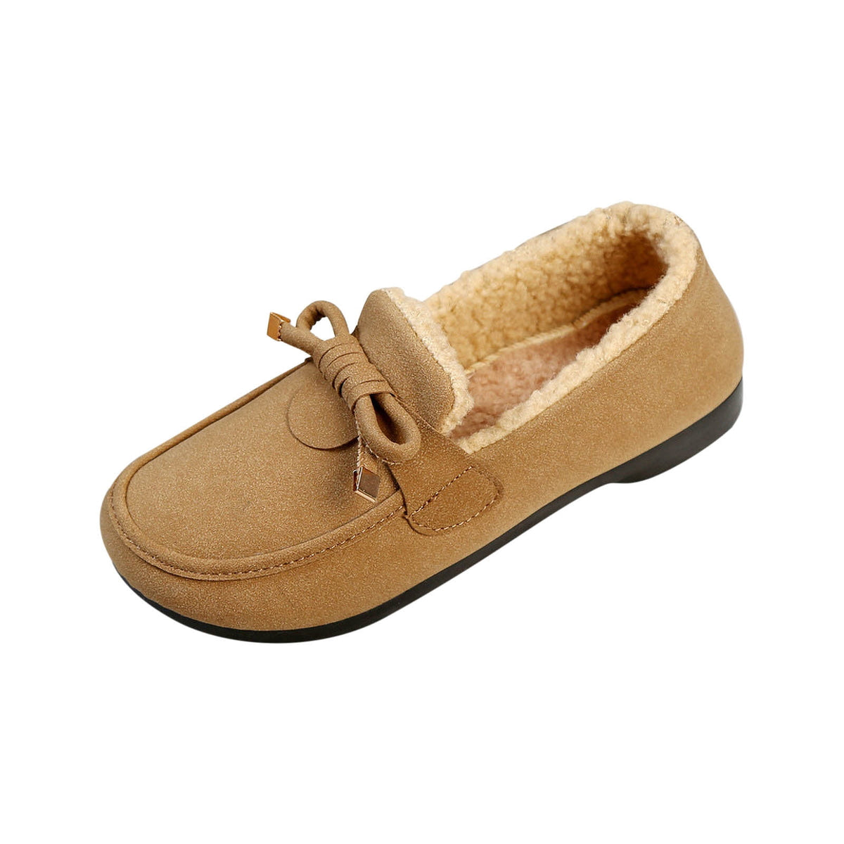 hopeusnice Women's Winter Fuzzy Fleece Lined Snow Boots Slip On Flat Shoes Warm Plush Bowknot Cozy Indoor Outdoor Flats Green 37