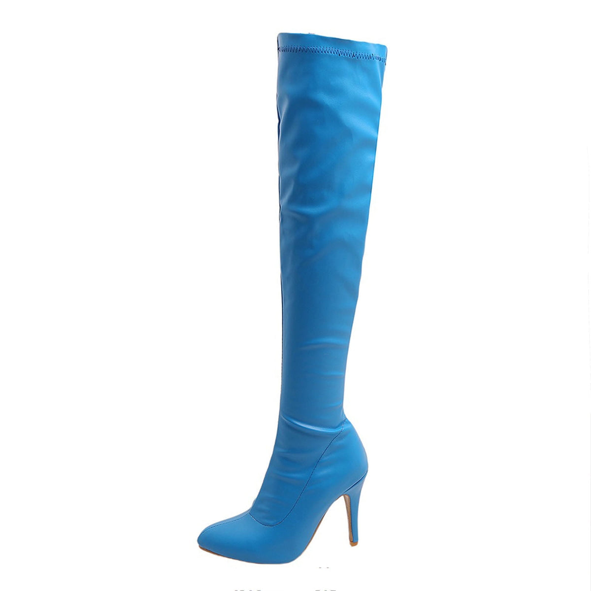 hopeusnice Women's Over The Knee Boots Pointed Toe High Heel Stilettos Boots Thigh High Boots Elegant Party Dress Boots Chunky Heel Fall Winter Shoes Blue 35