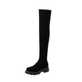 hopeusnice Women's Over The Knee Boots Suede Chunky Heel Winter Warm Boots Stretchy Sock Boots Block Heel Fashion Boots Mid Calf Boots Black 38