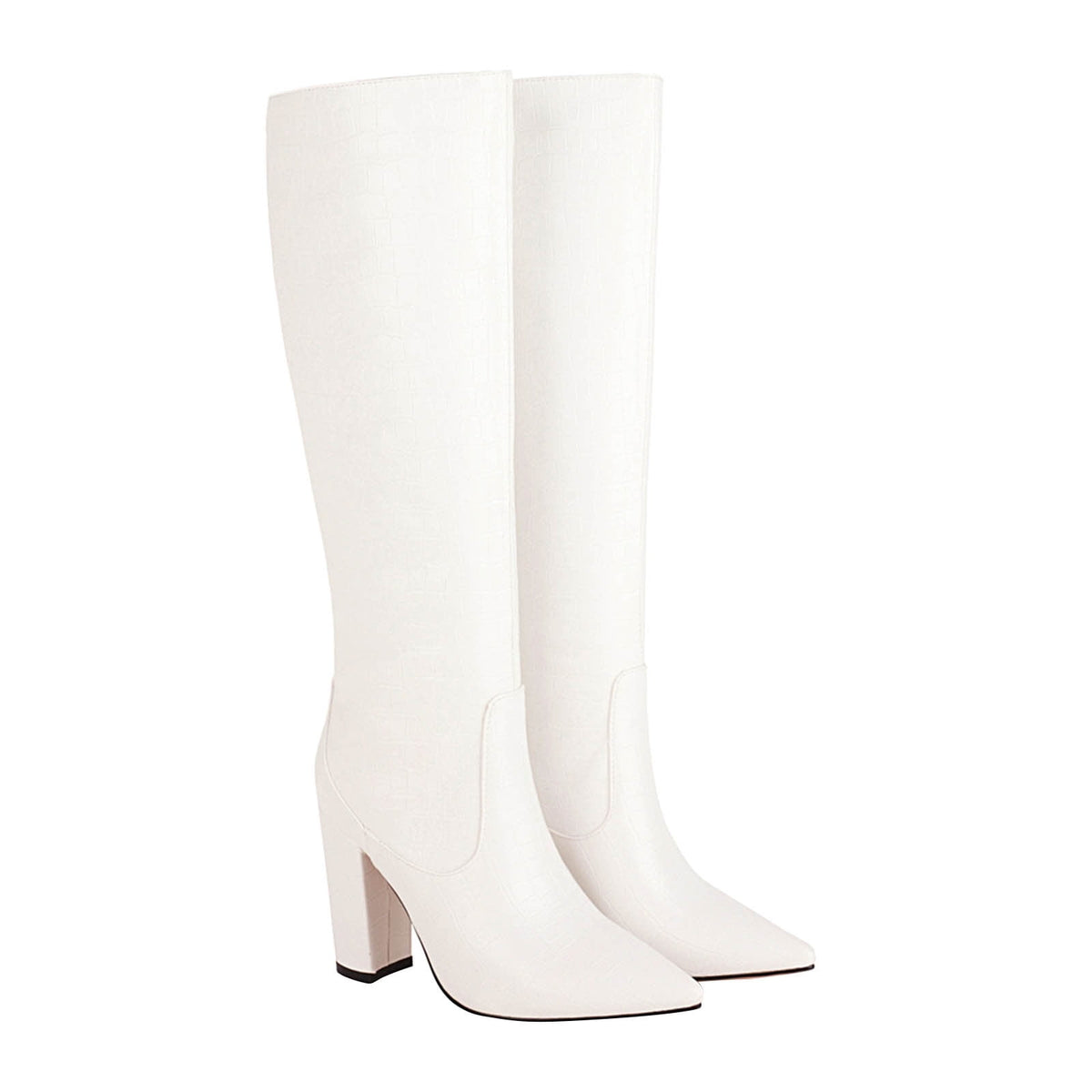 Women's Knee High Boots Pointed Toe Chunky Heel Leather Boots Fall Winter Warm Comfortable Fashion Boots Yellow 44