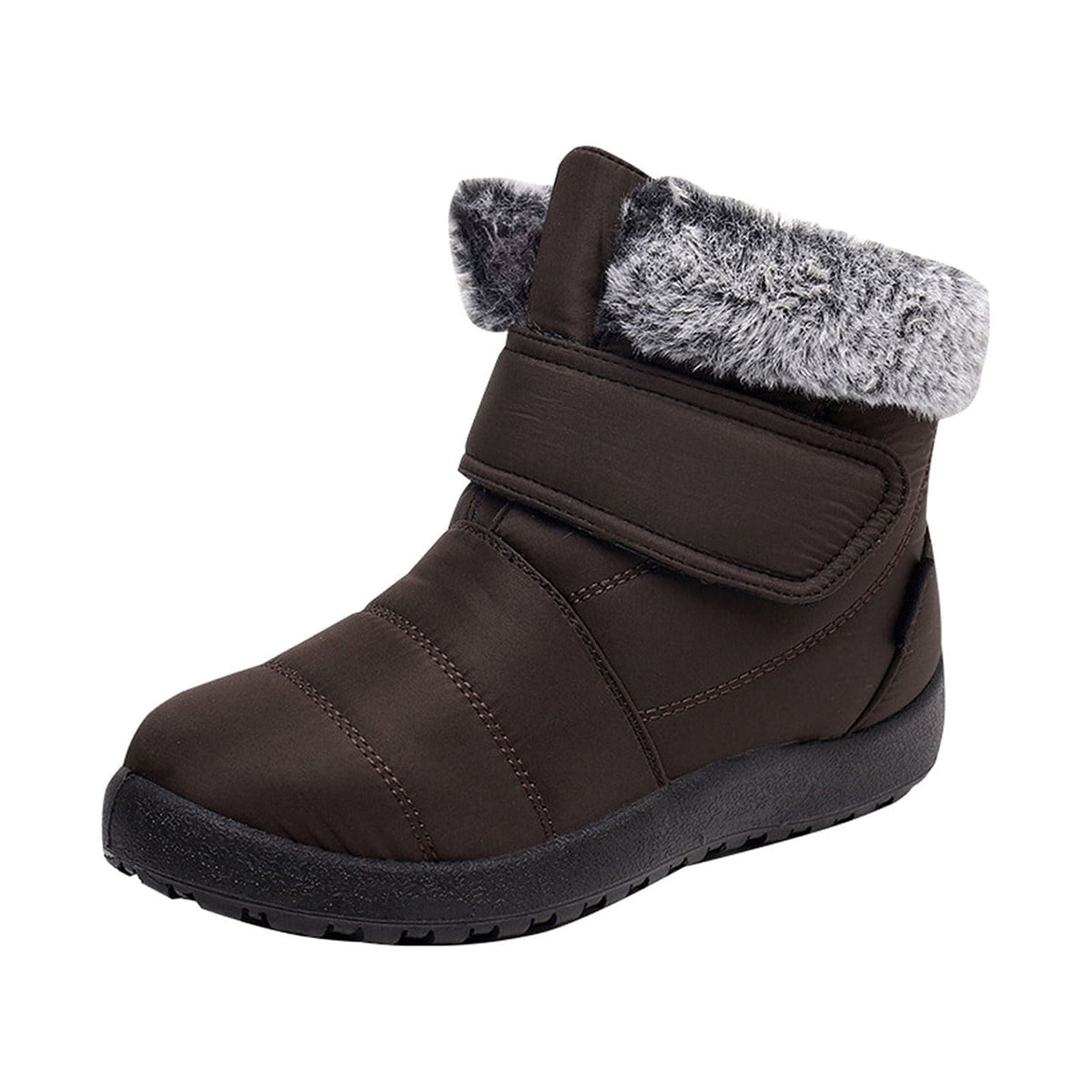 hopeusnice Womens Snow Boots Winter Non-Slip Warm Ankle Booties Slip On Outdoor Fuzzy Fleece Lined Zip Flat Comfort Shoes Black 38