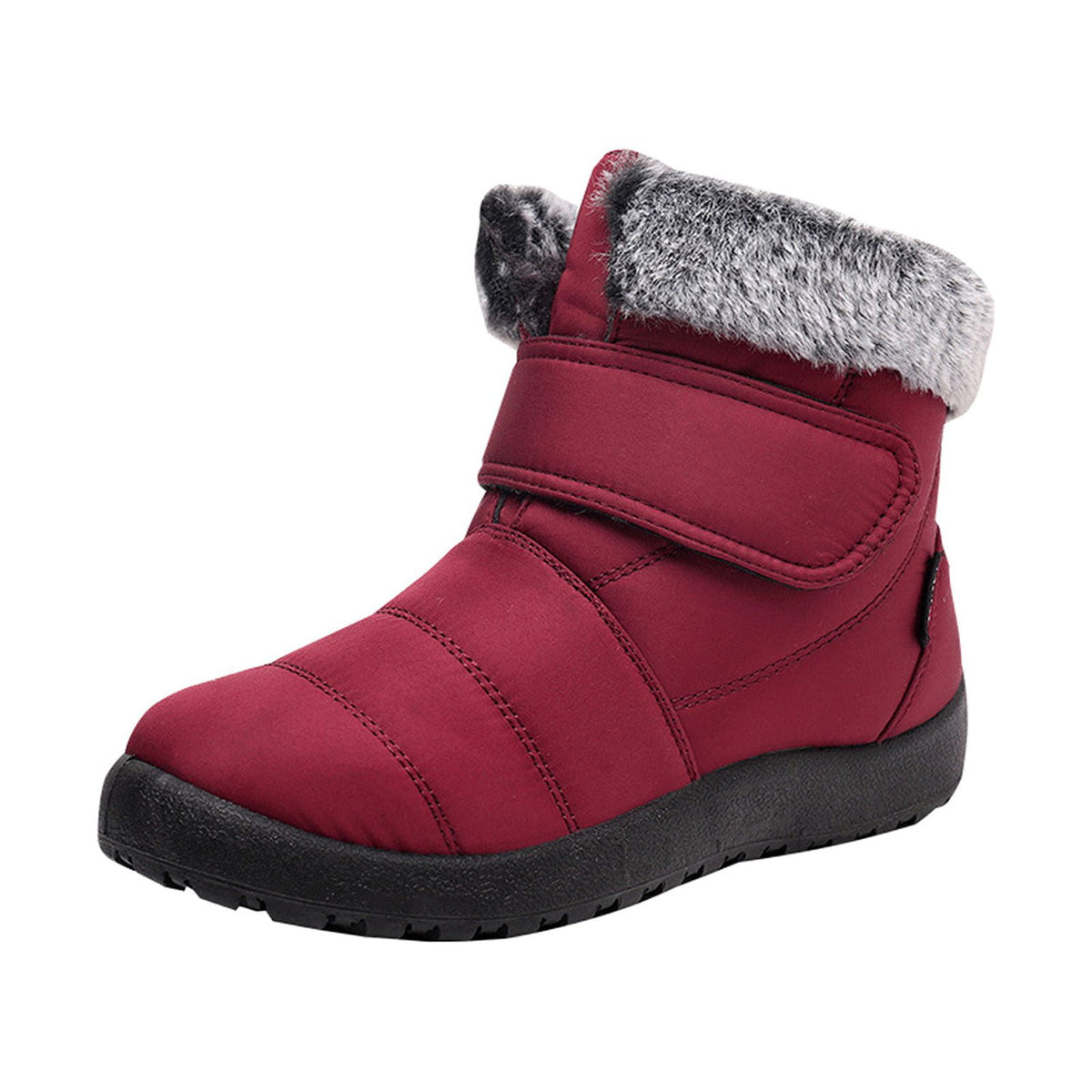 hopeusnice Womens Snow Boots Winter Non-Slip Warm Ankle Booties Slip On Outdoor Fuzzy Fleece Lined Zip Flat Comfort Shoes Black 38